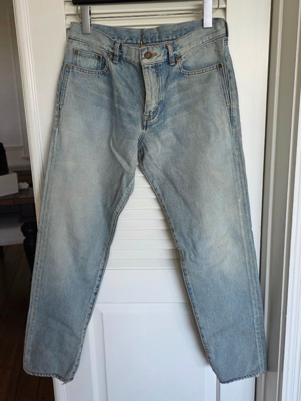 Saint Laurent Straight Leg Ankle Crop Boyfriend Denim Jeans Size 30